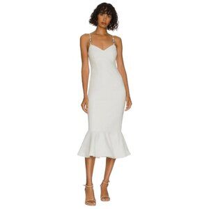 Likely Hirsch Midi Flute Dress Ivory